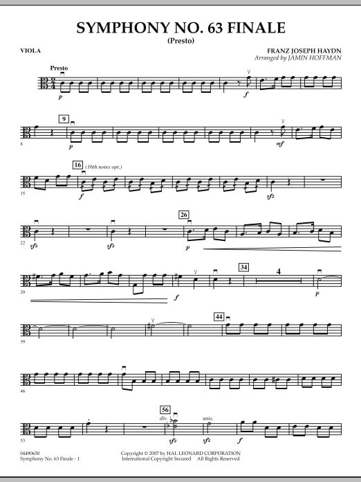 Symphony No. 63 Finale (Presto) - Viola (Orchestra) von Jamin Hoffman