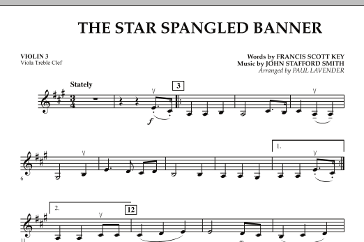 Star Spangled Banner - Violin 3 (Viola Treble Clef) (Orchestra) von Paul Lavender
