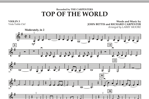 Top of the World - Violin 3 (Viola Treble Clef) (Orchestra) von Larry Moore