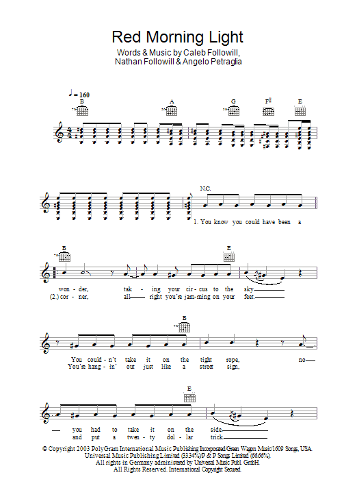 Red Morning Light (Lead Sheet / Fake Book) von Kings Of Leon
