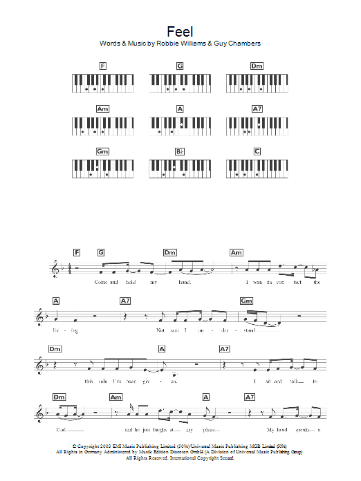 Feel (Piano Chords/Lyrics) von Robbie Williams