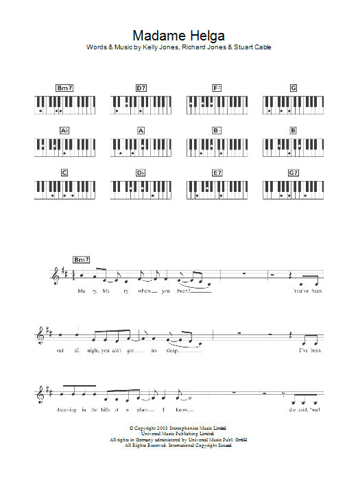 Madame Helga (Piano Chords/Lyrics) von Stereophonics