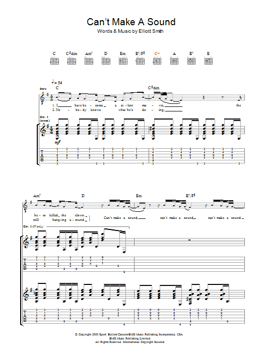 Can't Make A Sound (Guitar Tab) von Elliott Smith