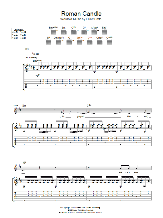 Roman Candle (Guitar Tab) von Elliott Smith