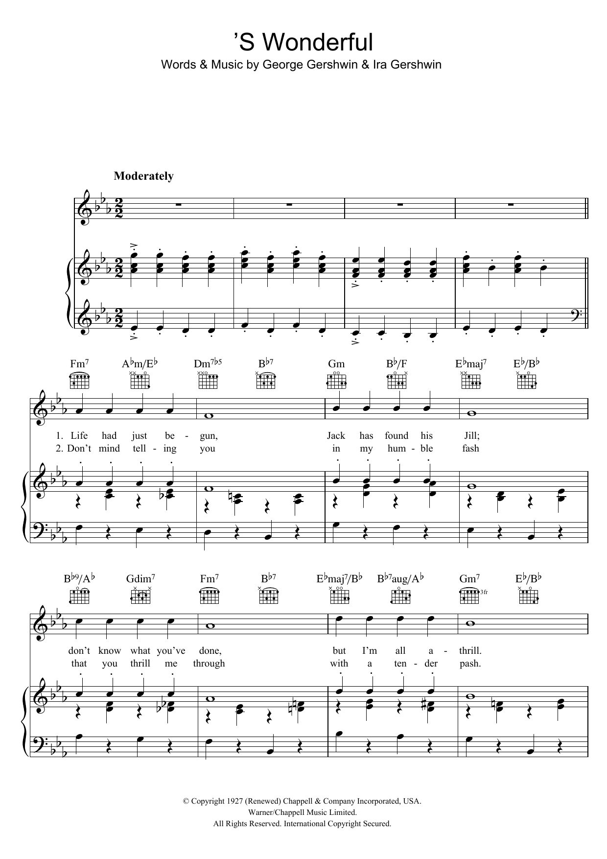 'S Wonderful (Piano, Vocal & Guitar Chords) von George Gershwin
