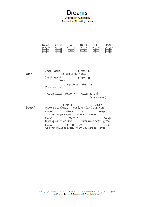 Dreams (Guitar Chords/Lyrics) von Gabrielle