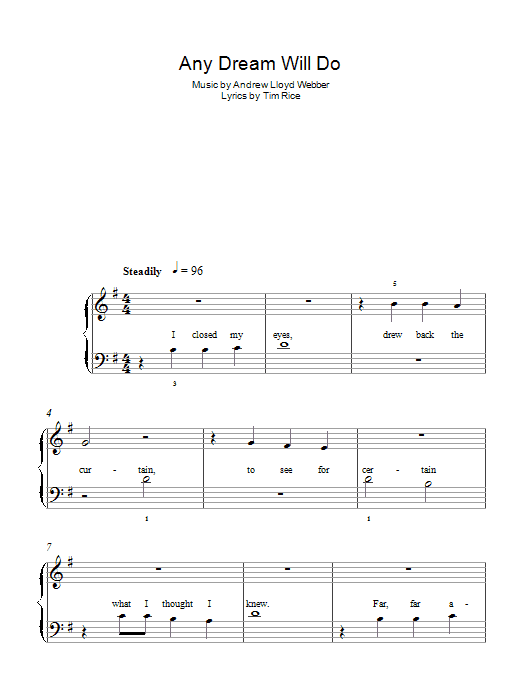 Any Dream Will Do (Easy Piano) von Andrew Lloyd Webber