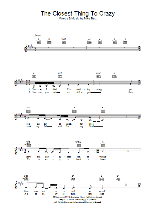 The Closest Thing To Crazy (Lead Sheet / Fake Book) von Katie Melua