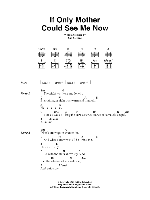 If Only Mother Could See Me Now (Guitar Chords/Lyrics) von Cat Stevens