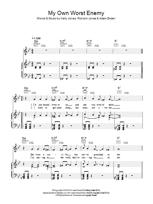 My Own Worst Enemy (Piano, Vocal & Guitar Chords) von Stereophonics