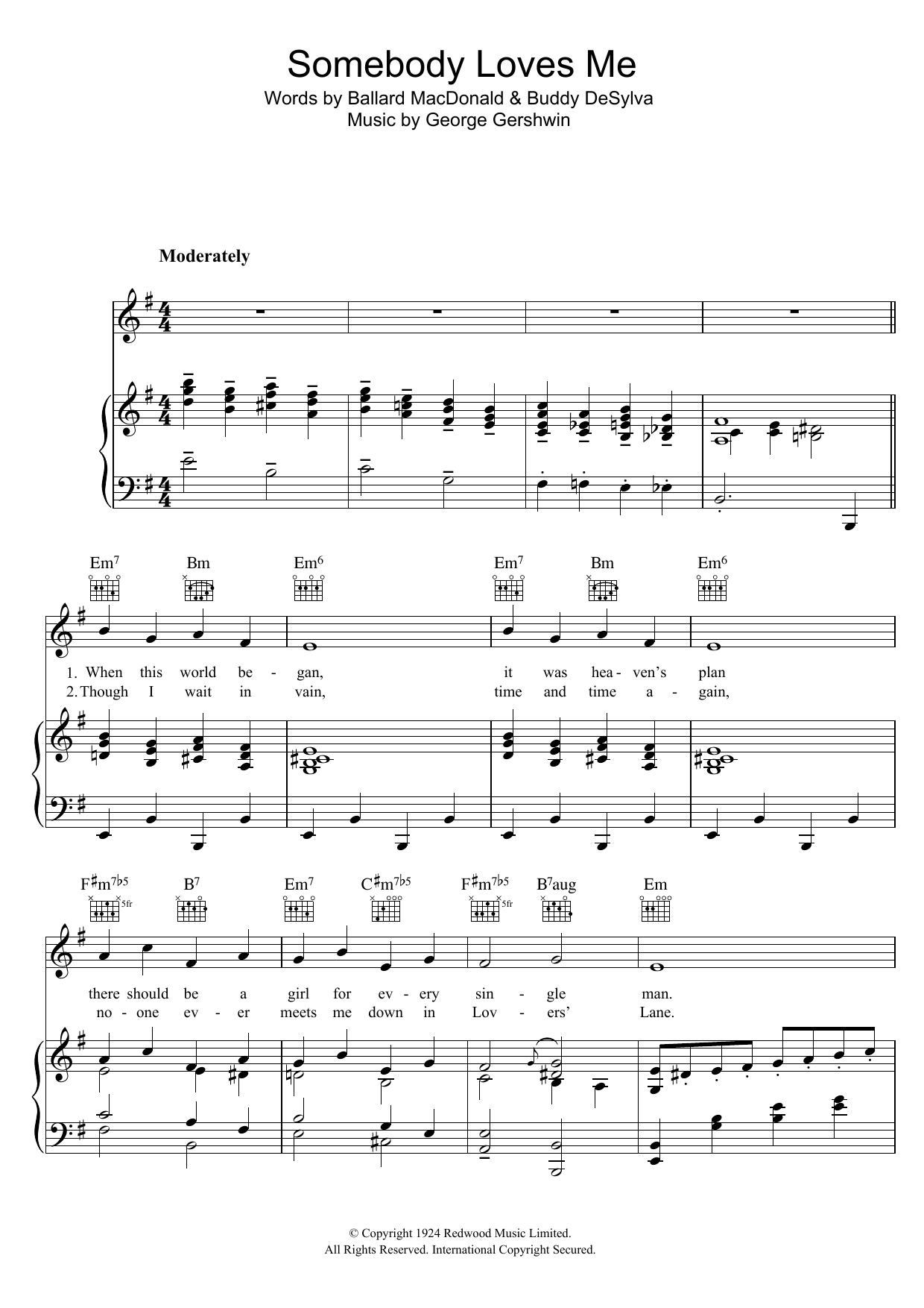 Somebody Loves Me (Piano, Vocal & Guitar Chords) von George Gershwin
