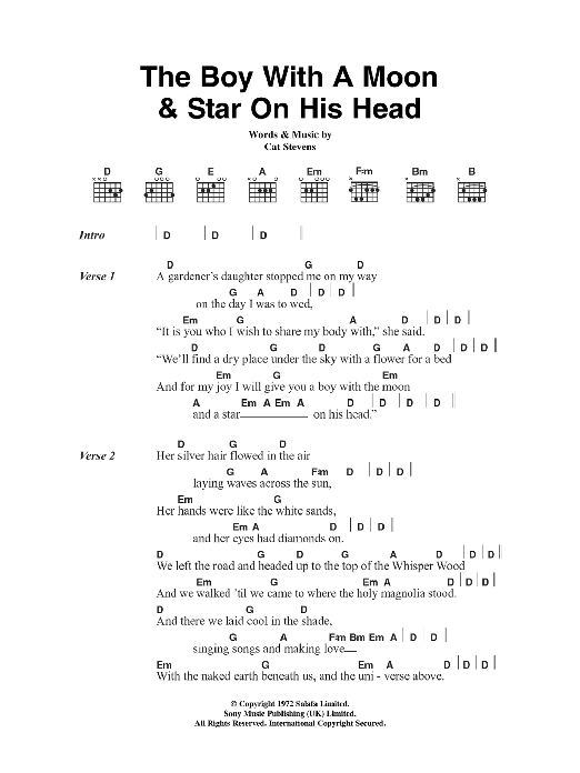 The Boy With The Moon And Star On His Head (Guitar Chords/Lyrics) von Cat Stevens