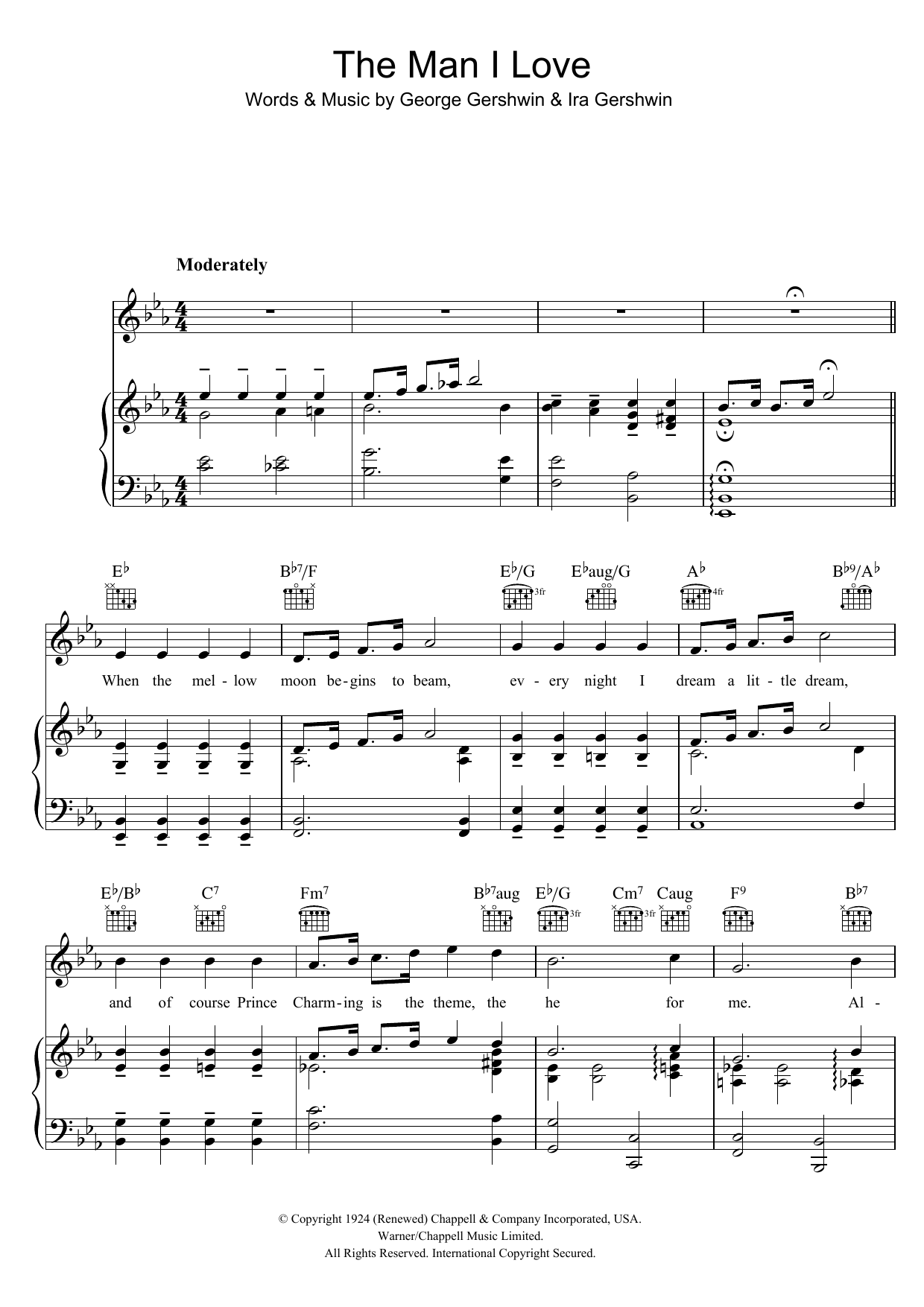 The Man I Love (Piano, Vocal & Guitar Chords) von George Gershwin