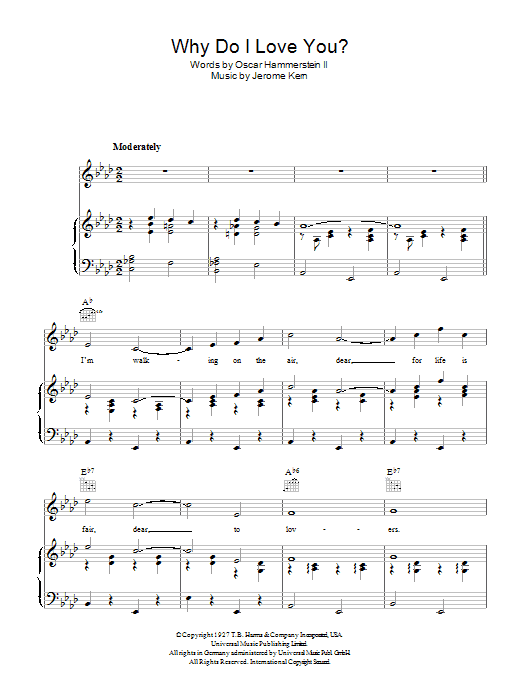 Why Do I Love You? (Piano, Vocal & Guitar Chords) von Jerome Kern