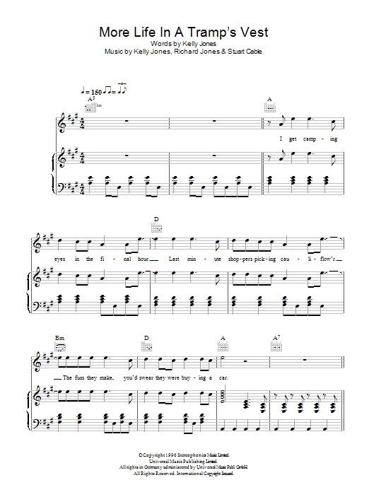 More Life In A Tramp's Vest (Piano, Vocal & Guitar Chords) von Stereophonics