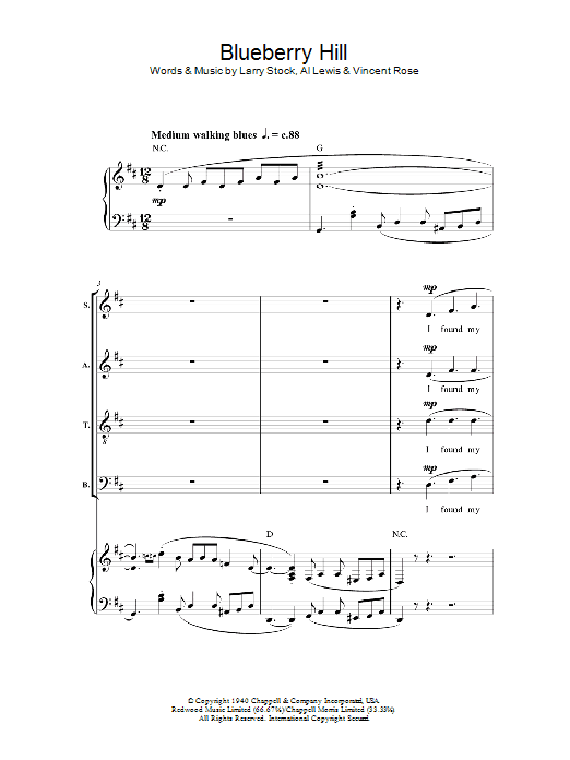 Blueberry Hill (SATB Choir) von Fats Domino