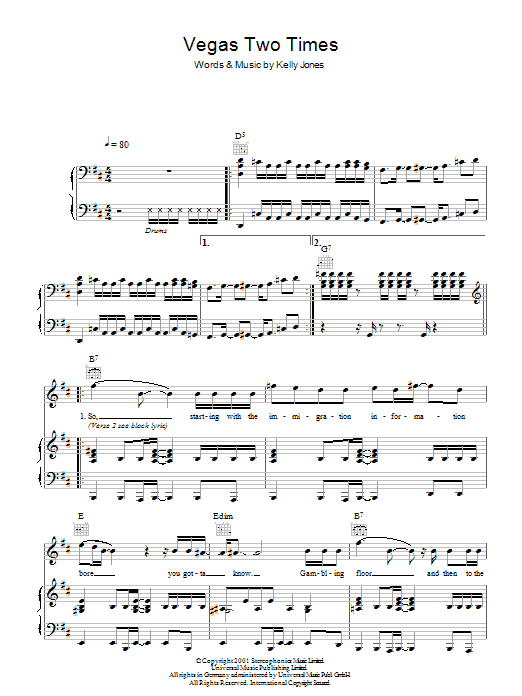 Vegas Two Times (Piano, Vocal & Guitar Chords) von Stereophonics