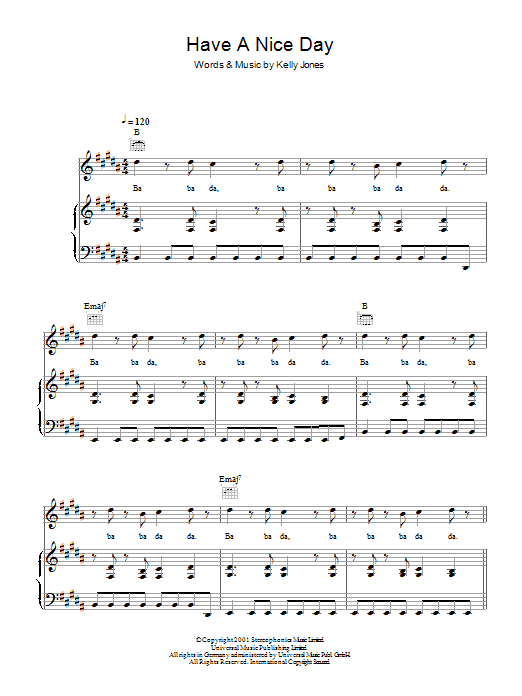 Have A Nice Day (Piano, Vocal & Guitar Chords) von Stereophonics