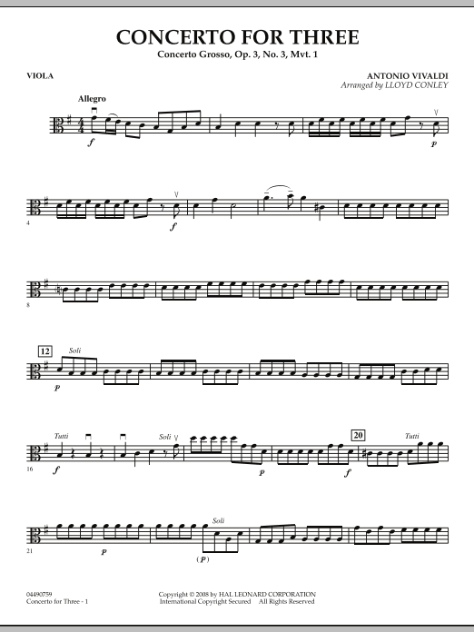 Concerto for Three - Viola (Orchestra) von Lloyd Conley