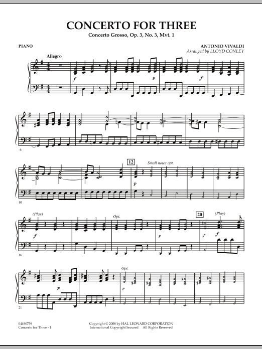 Concerto for Three - Piano (Orchestra) von Lloyd Conley