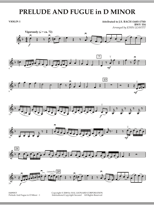 Prelude and Fugue in D Minor - Violin 1 (Orchestra) von John Leavitt