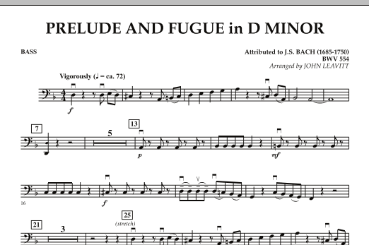 Prelude and Fugue in D Minor - Bass (Orchestra) von John Leavitt