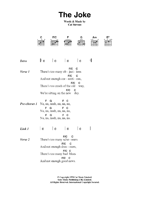 The Joke (Guitar Chords/Lyrics) von Cat Stevens