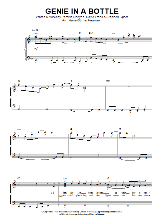 Genie In A Bottle (Piano Solo) von Christina Aguilera