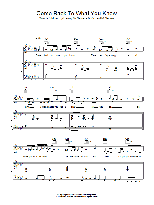 Come Back To What You Know (Piano, Vocal & Guitar Chords) von Embrace