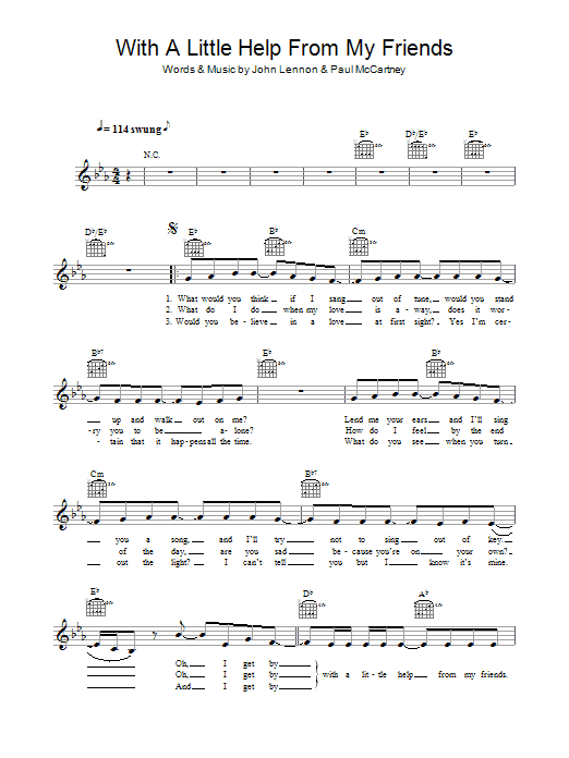 With A Little Help From My Friends (Lead Sheet / Fake Book) von The Beatles