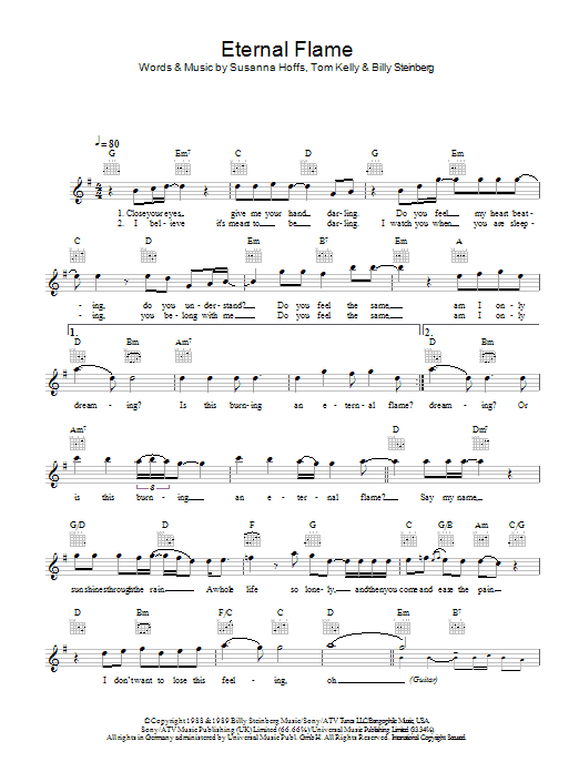 Eternal Flame (Lead Sheet / Fake Book) von The Bangles