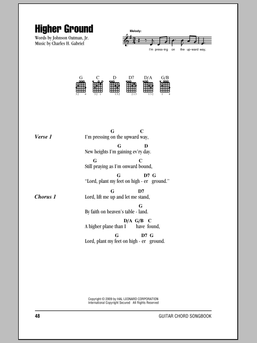 Higher Ground (Guitar Chords/Lyrics) von Johnson Oatman, Jr.
