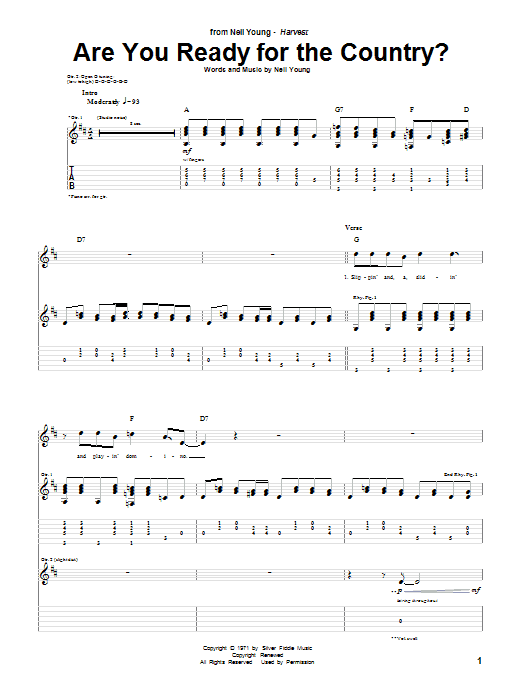 Are You Ready For The Country (Guitar Tab) von Neil Young