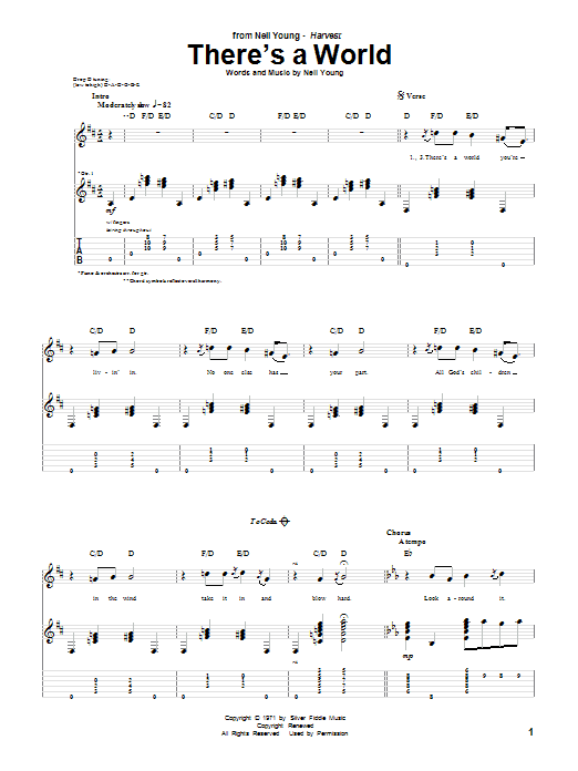 There's A World (Guitar Tab) von Neil Young