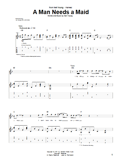 A Man Needs A Maid (Guitar Tab) von Neil Young