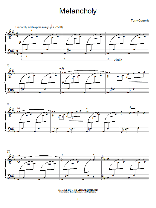 Melancholy (Educational Piano) von Tony Caramia