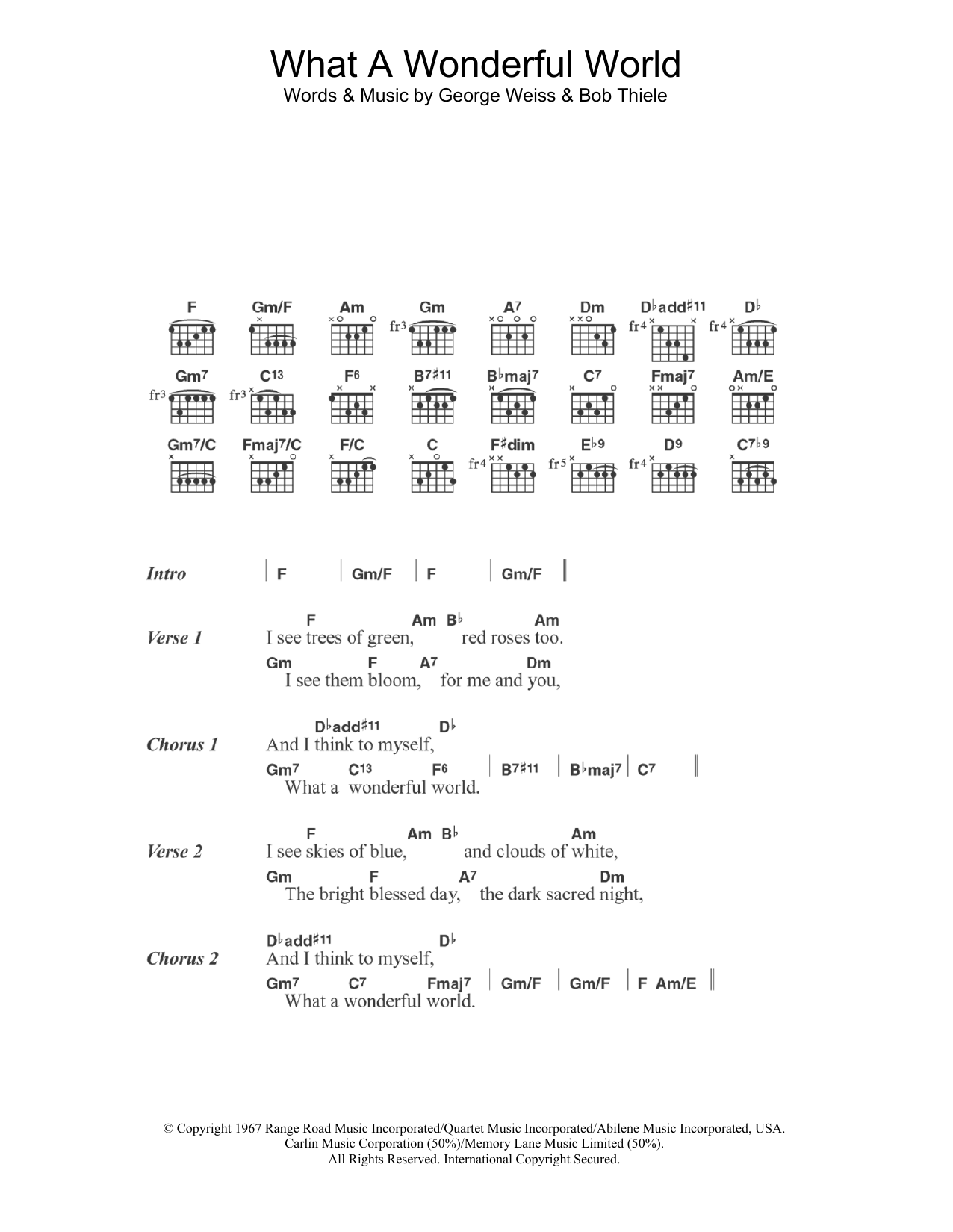 What A Wonderful World (Guitar Chords/Lyrics) von Louis Armstrong