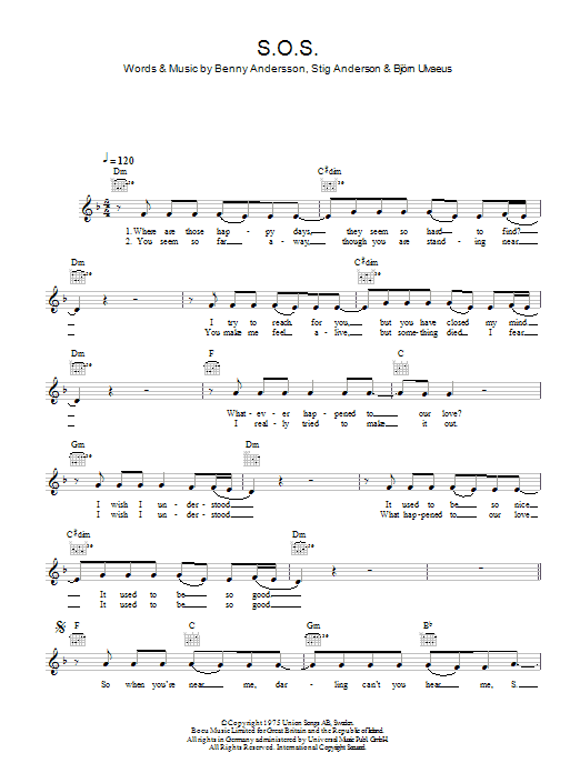 S.O.S. (Lead Sheet / Fake Book) von ABBA