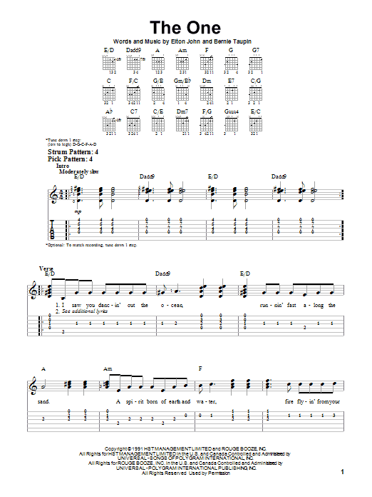 The One (Easy Guitar Tab) von Elton John