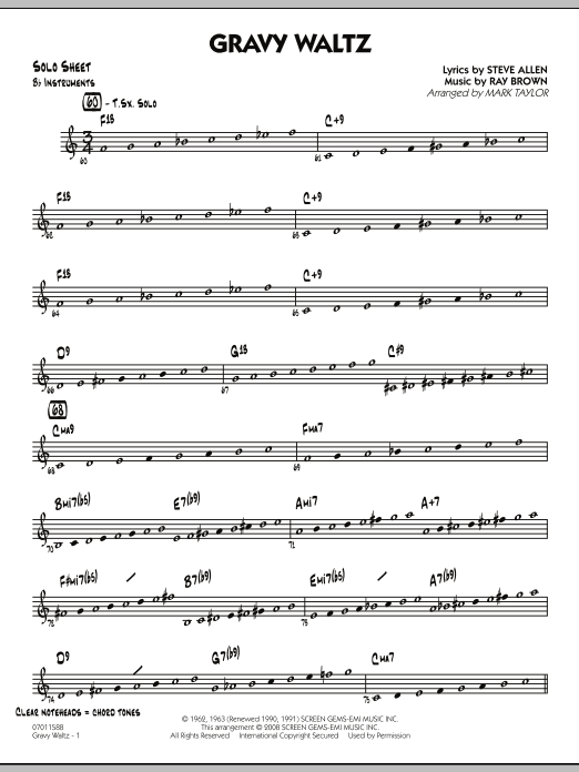 Gravy Waltz - Bb Solo Sheet (Jazz Ensemble) von Mark Taylor