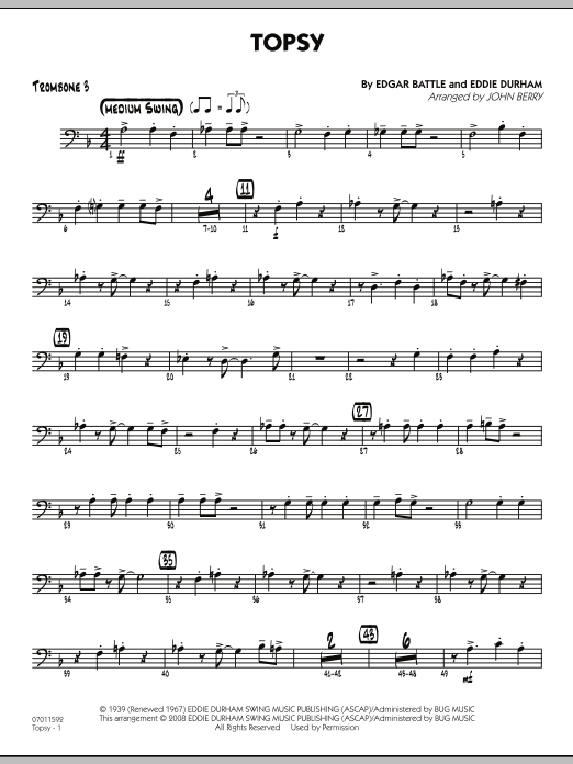 Topsy - Trombone 3 (Jazz Ensemble) von John Berry