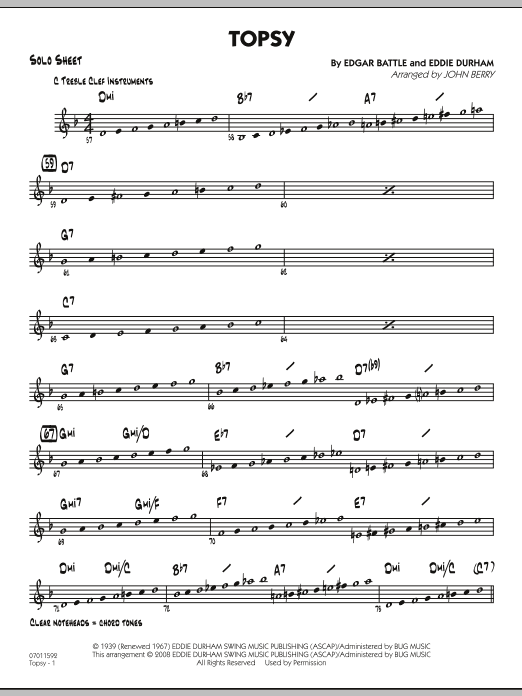 Topsy - Solo Sheet (Jazz Ensemble) von John Berry