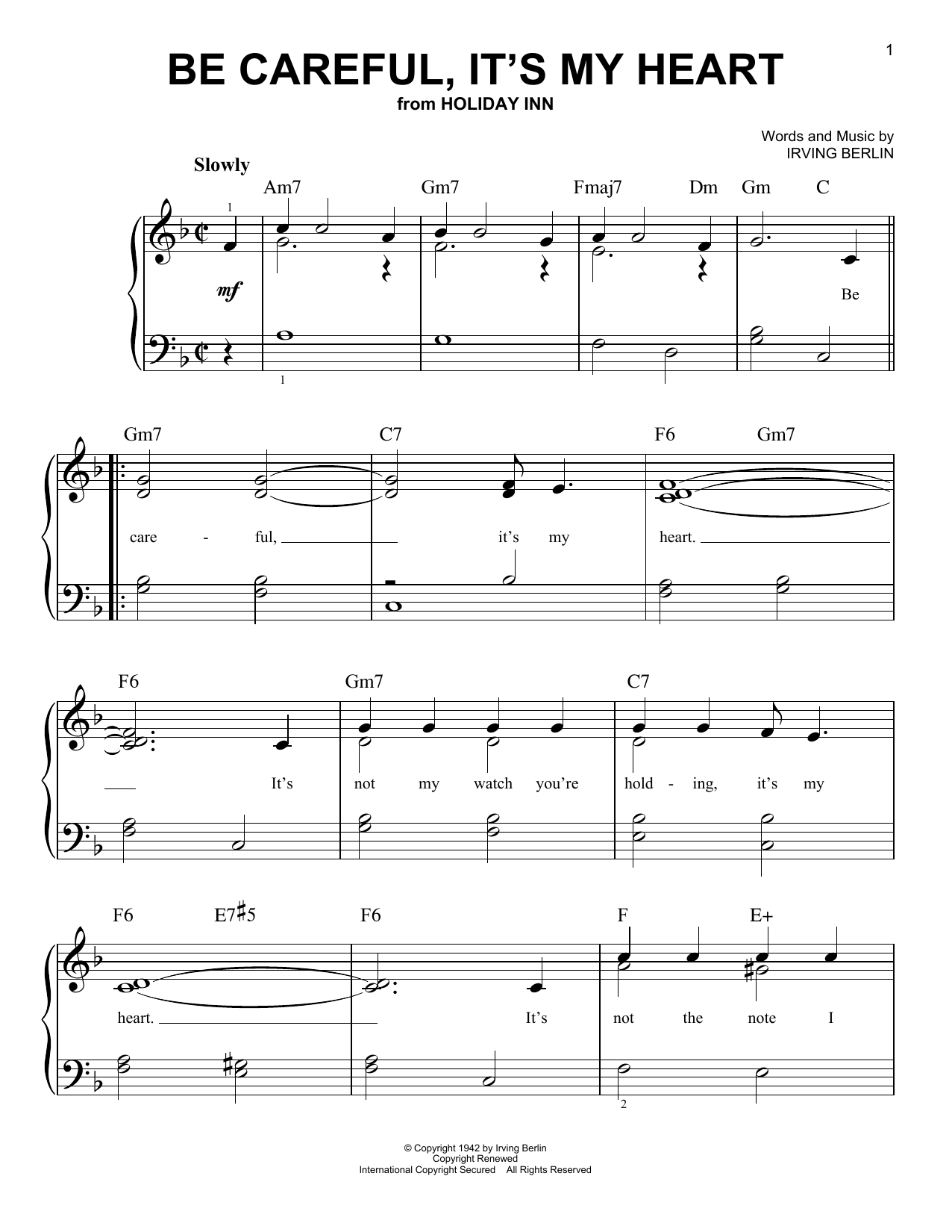 Be Careful, It's My Heart (Easy Piano) von Irving Berlin