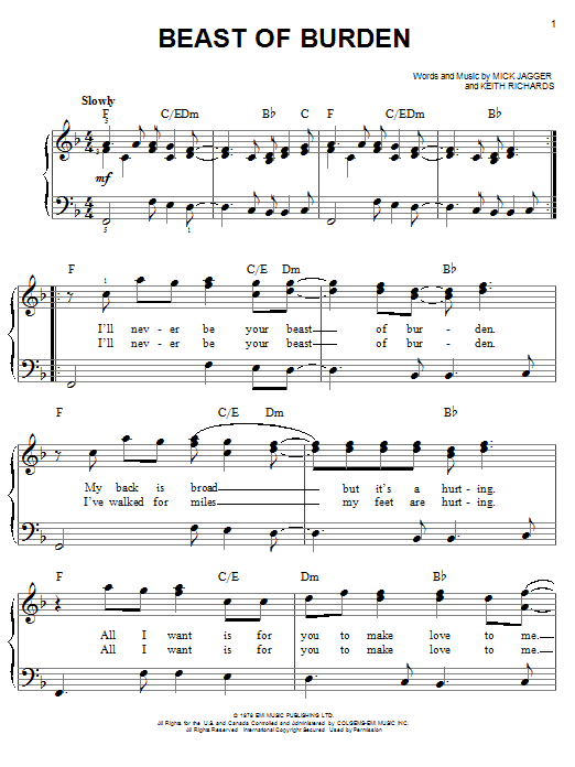Beast Of Burden (Easy Piano) von The Rolling Stones