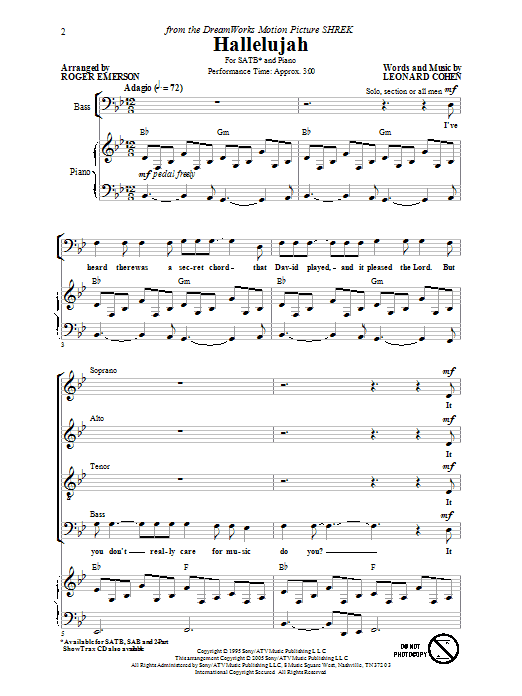 Hallelujah (arr. Roger Emerson) (SATB Choir) von Leonard Cohen