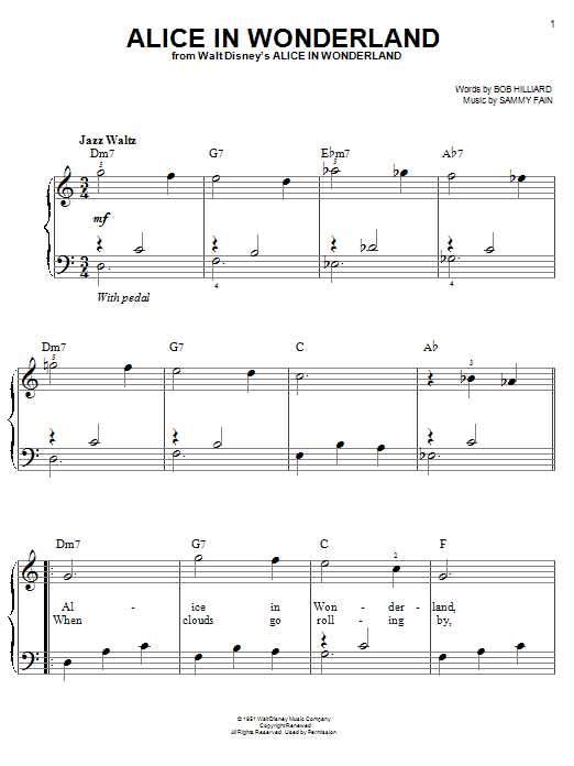 Alice In Wonderland (Easy Piano) von Bill Evans