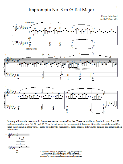 Impromptu No. 3 In G-Flat Major (Piano Solo) von Franz Schubert