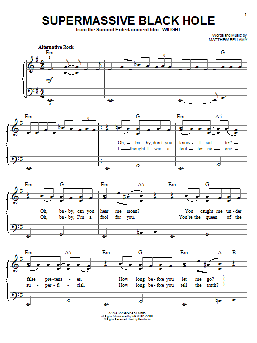 Supermassive Black Hole (Easy Piano) von Muse