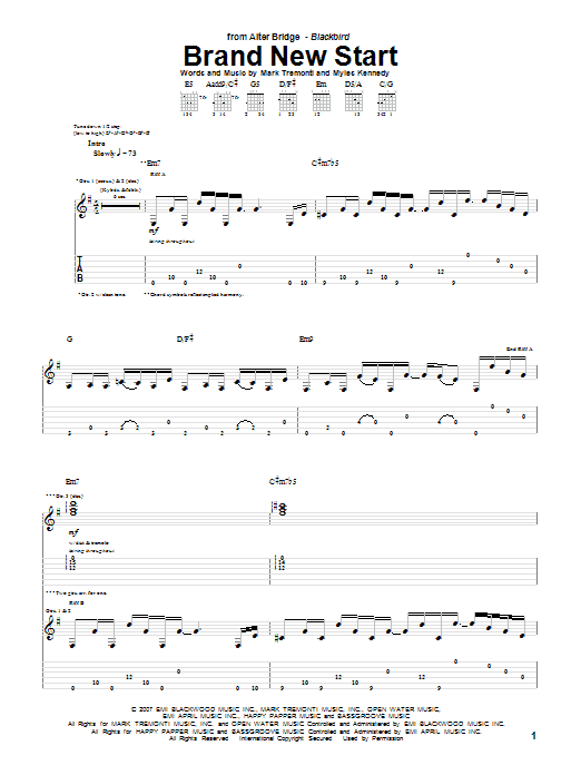 Brand New Start (Guitar Tab) von Alter Bridge