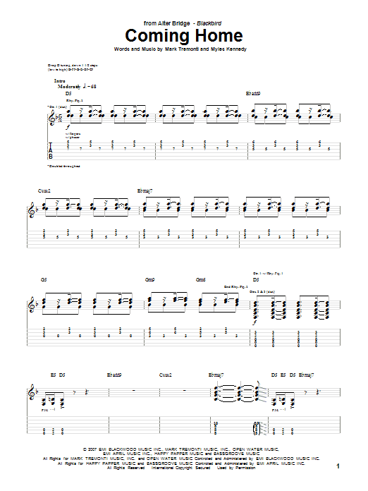 Coming Home (Guitar Tab) von Alter Bridge